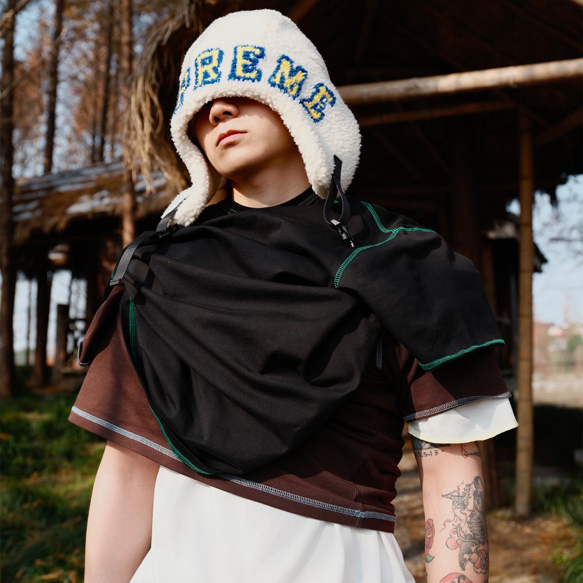 Liberty line25ss欧美异色缝线纯棉丝光感圆领短袖T恤cleanfit