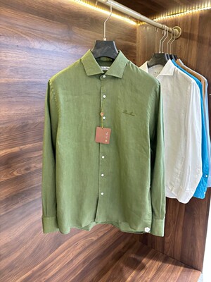 意大利LP男装100%亚麻休闲衬衣高端商务春夏老钱风男士长袖衬衫