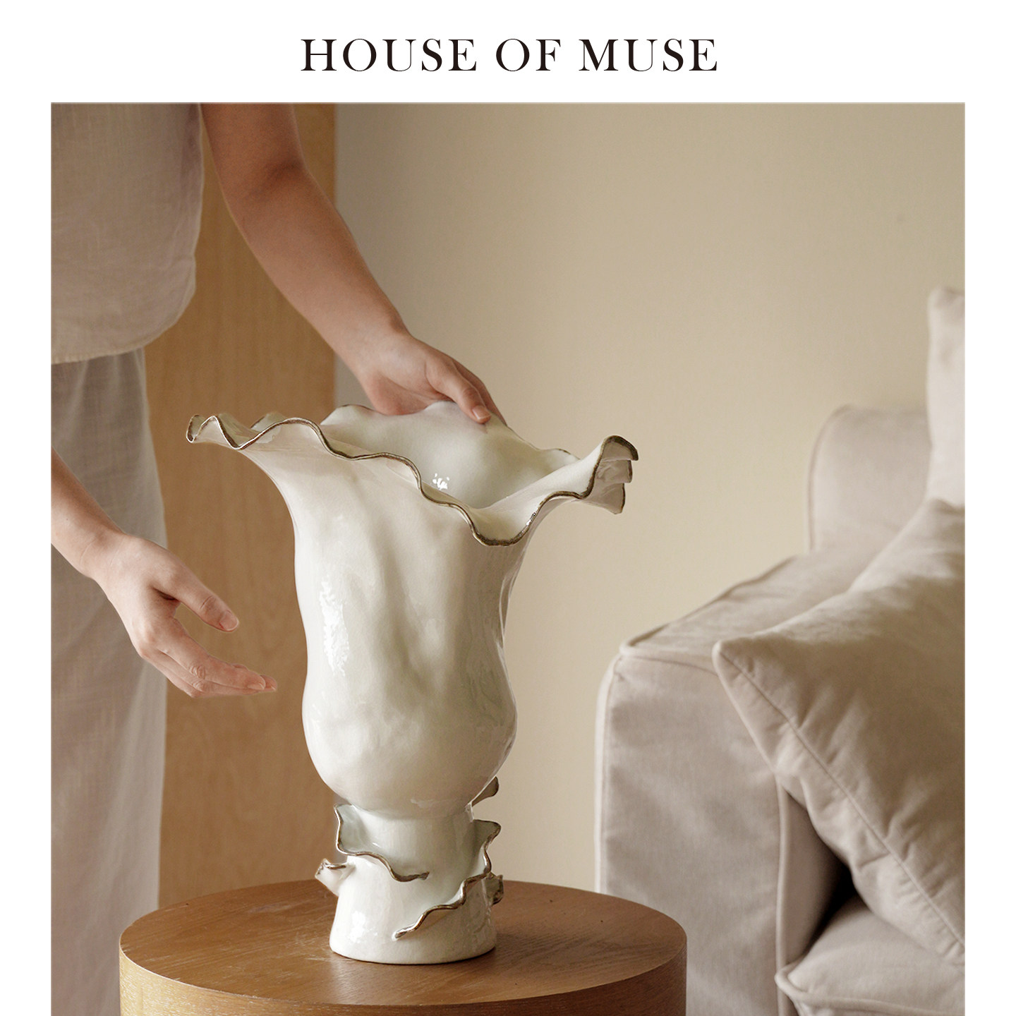 缪斯家 "云裳花舞"复古陶瓷花瓶手作摆件客厅轻奢高级感艺术花器,家居饰品,花瓶,淘宝优惠券,粉丝福利购,淘宝优惠卷