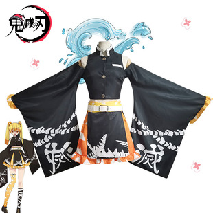 佳荣动漫鬼灭之刃cos服我妻善逸cos服漏肩裙子短款cosplay套装