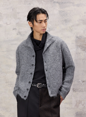 芸蚁〔舒芙蕾〕仿羊驼绒质感羊毛混纺可立领针织纽扣保暖开衫毛衣