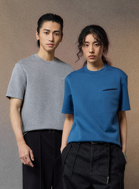 芸蚁〔棉花糖〕极细腻长绒棉莫代尔混纺天丝空气层口袋短袖T恤