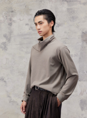 芸蚁〔迷城〕多形态围巾领保暖华夫格7A抗菌针织长袖打底T恤卫衣