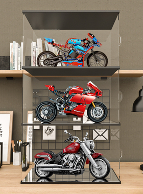 适用乐高展示盒10269赛道摩托42107杜卡迪42036哈雷积木防尘罩子