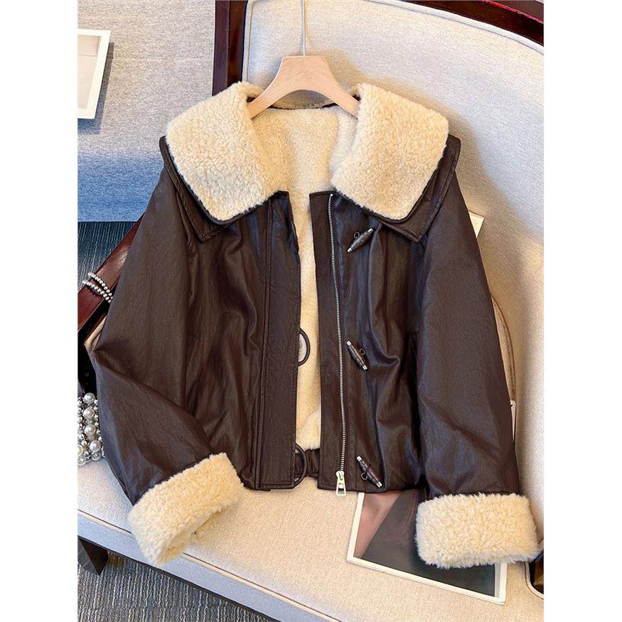 羊羔毛领皮衣外套女冬季2025新款爆款洋气超好看冬装加绒加厚夹克,个性定制/设计服务/DIY,棉服工装,淘宝优惠券,粉丝福利购,淘宝优惠卷