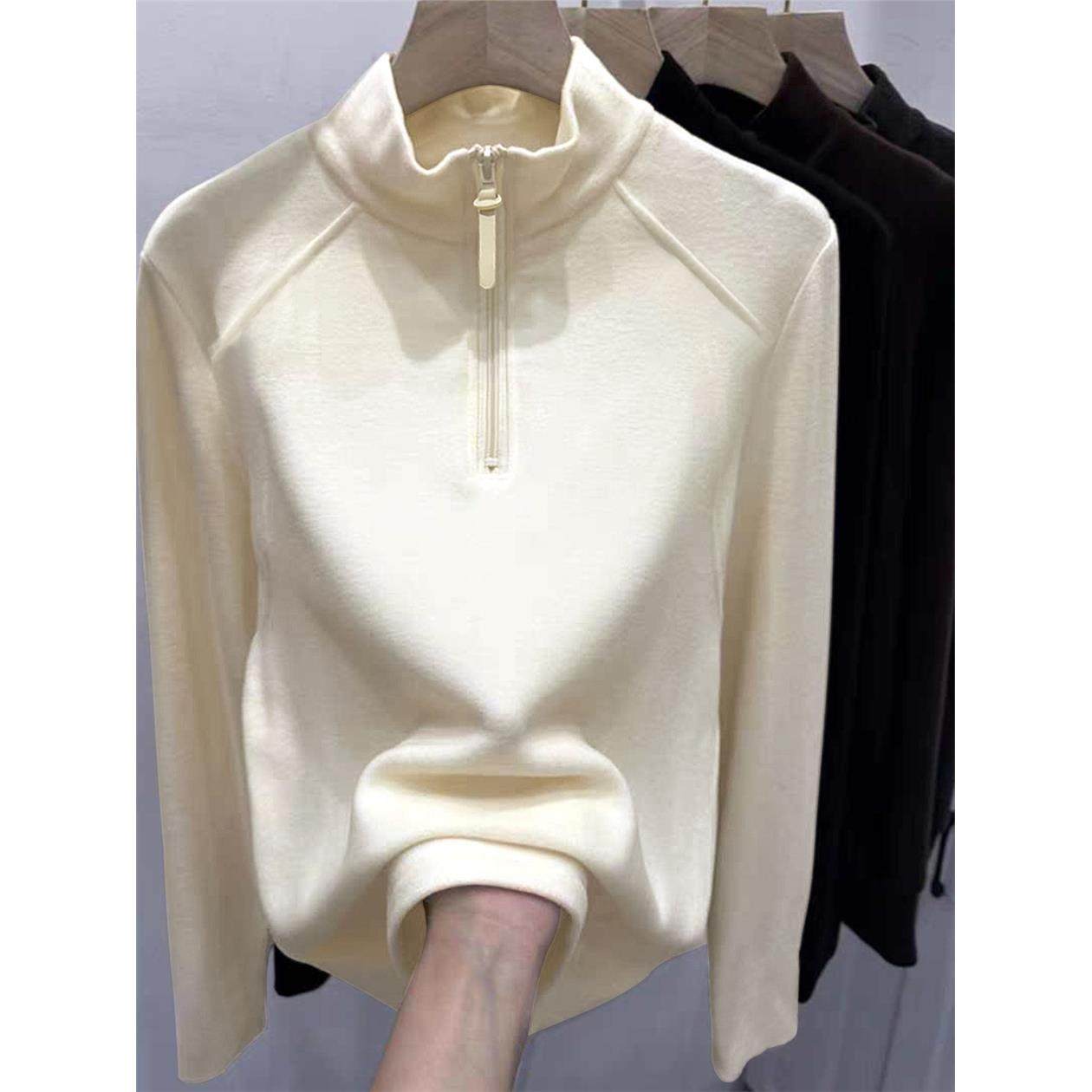 2025秋冬新款正肩覆古拉炼内搭立领长袖卫衣女欧货宽松外套上衣潮,个性定制/设计服务/DIY,棉服工装,淘宝优惠券,粉丝福利购,淘宝优惠卷