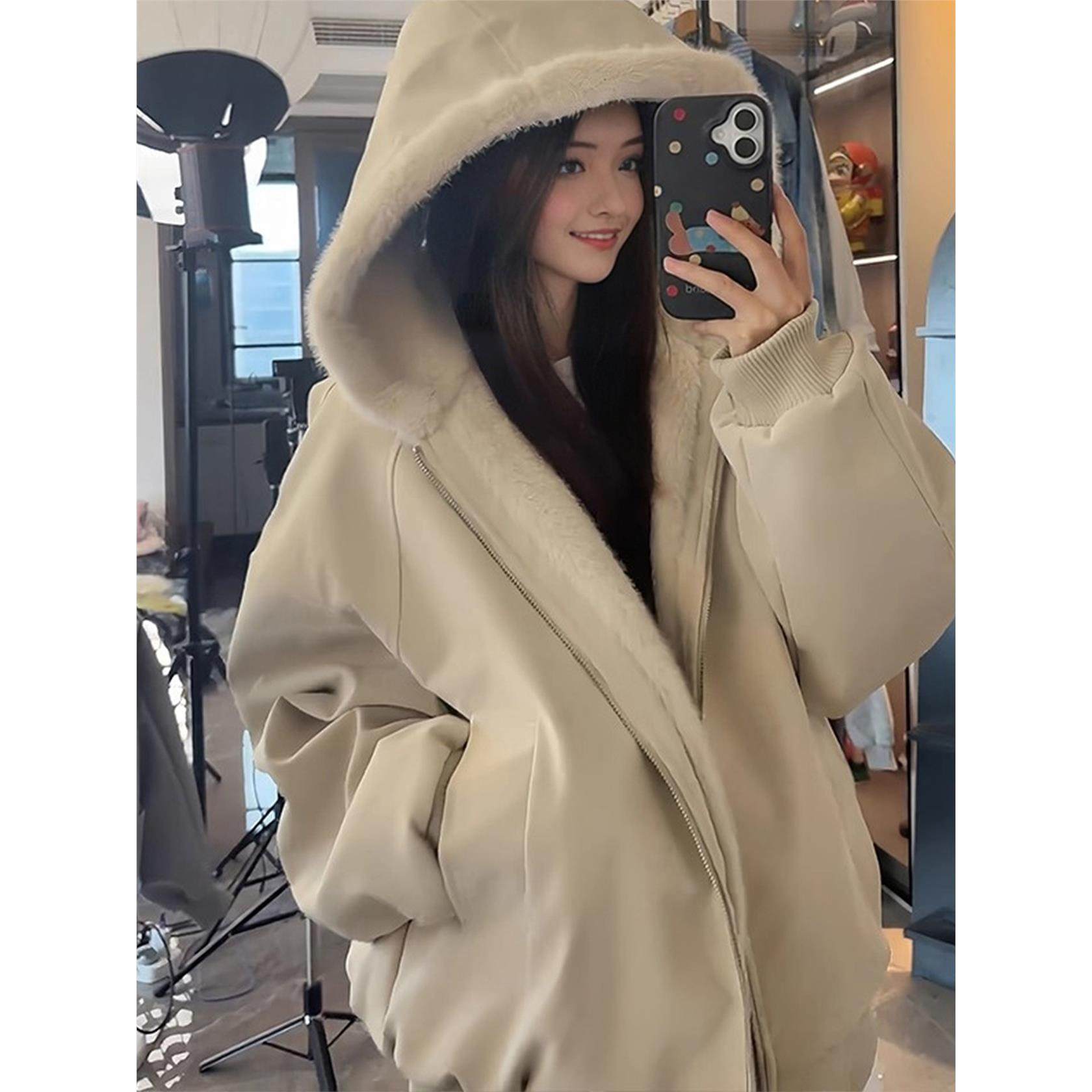 大码女装胖mm韩版宽松连帽毛绒棉服女保暖加厚独特漂亮小棉袄外套,个性定制/设计服务/DIY,棉服工装,淘宝优惠券,粉丝福利购,淘宝优惠卷