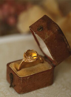 法国gentle motto财不可挡 招财纳福仿黄水晶玻璃蛋面镀925戒指