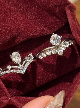 法国gentle motto设计皇冠v型5a氧化锆轻奢戒指   小众个性精致