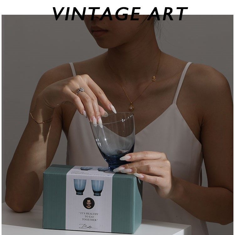 vintage art 中古原矿彩水晶杯丹麦元素杯威士忌杯玻璃杯酒杯对杯