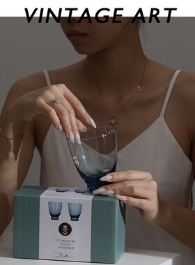 VINTAGE ART 中古原矿彩水晶杯丹麦元素杯威士忌杯玻璃杯酒杯对杯