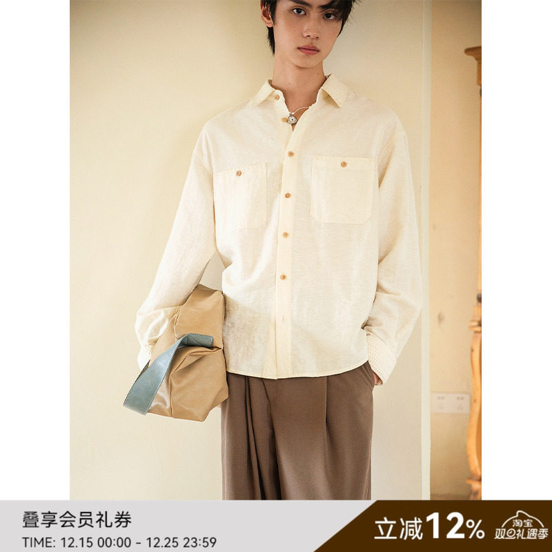 复古设计感高级纯色衬衣