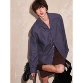 衬衫 SAME 男 简约时尚 长袖 FLOW 多色可选慵懒通勤尖领百搭宽松秋季