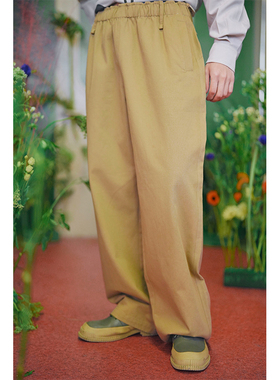 SAME FLOW 日系简约抽绳系带休闲裤男高级感宽松直筒百搭阔腿裤男