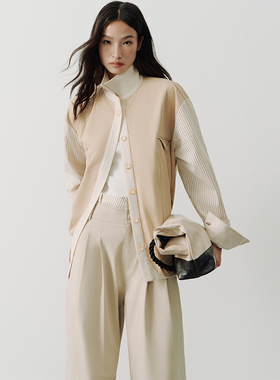 SAMEFLOW 双面可穿拼色夹克简约中性风格衬衫式宽松舒适外套上衣