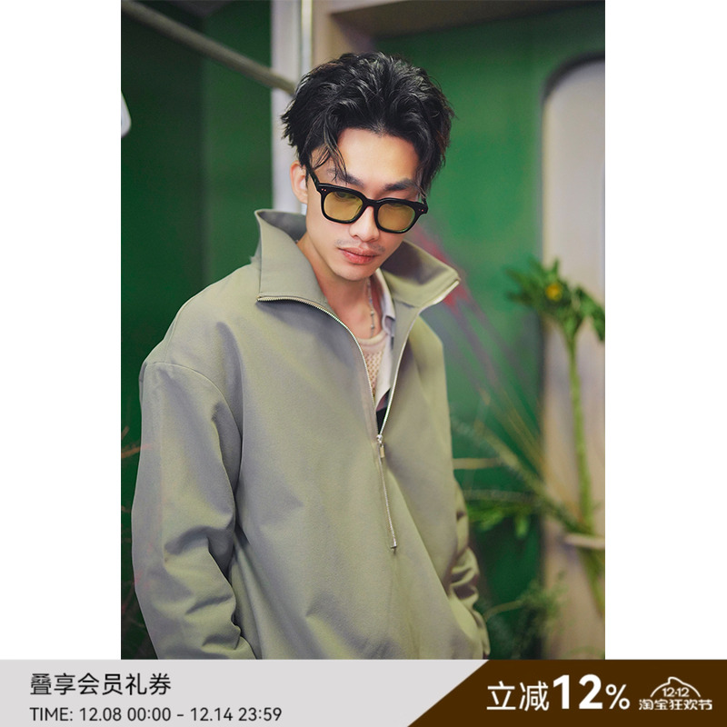 SAME FLOW 高级感廓形半拉链卫衣宽松休闲原创街头风格百搭基础款