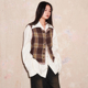 SAME FLOW 原创设计感双层面料拼接小众松弛感复古撞色格子马甲