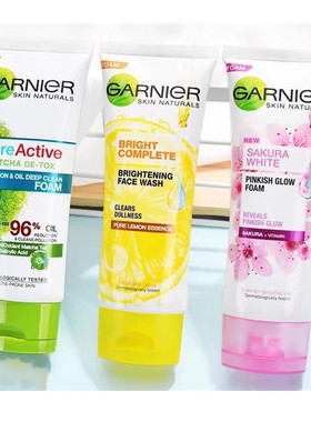 泰国GARNIER卡尼尔洗面奶绿茶净痘樱花嫩白柠檬净白深层清洁控油