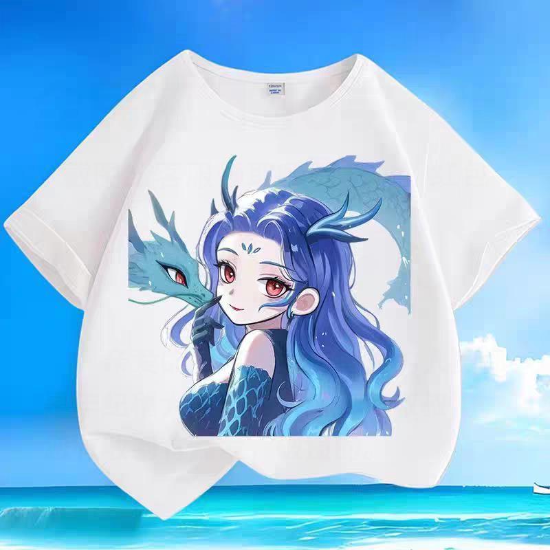 哪吒魔童闹海衣服敖闰短袖体T恤女孩儿童学生半袖上衣打底衫睡衣