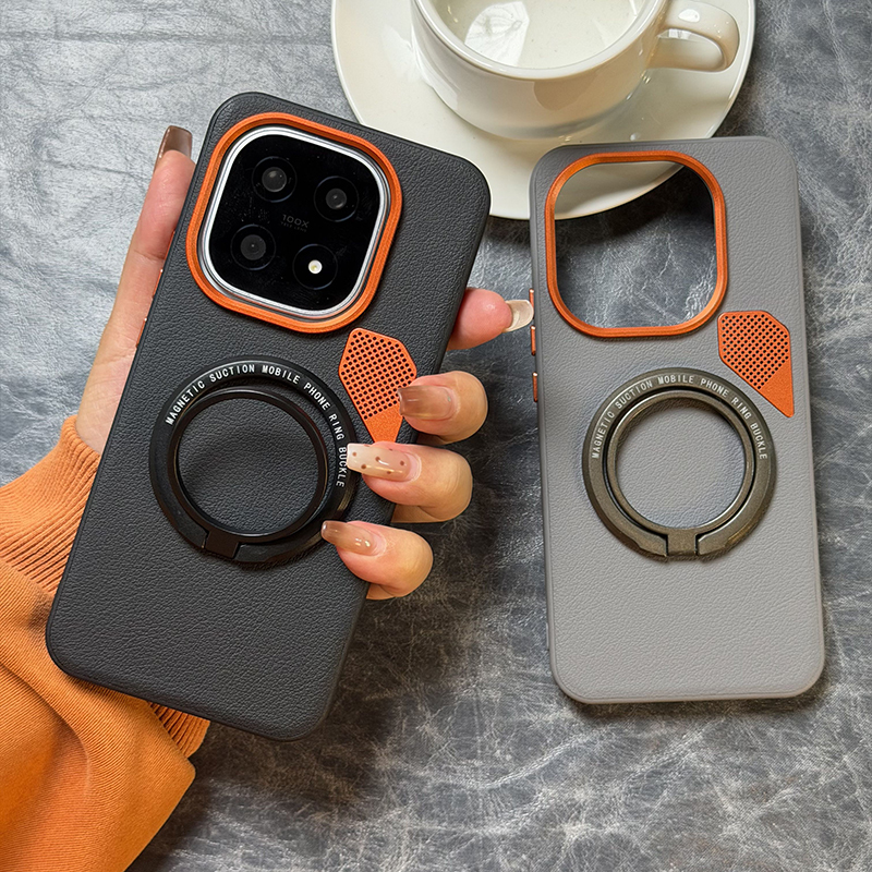 高档磁吸指环支架适用IQOO15手机壳皮纹iqoo13保护套防摔iqoo15高级磁吸便携支架五金散热设计