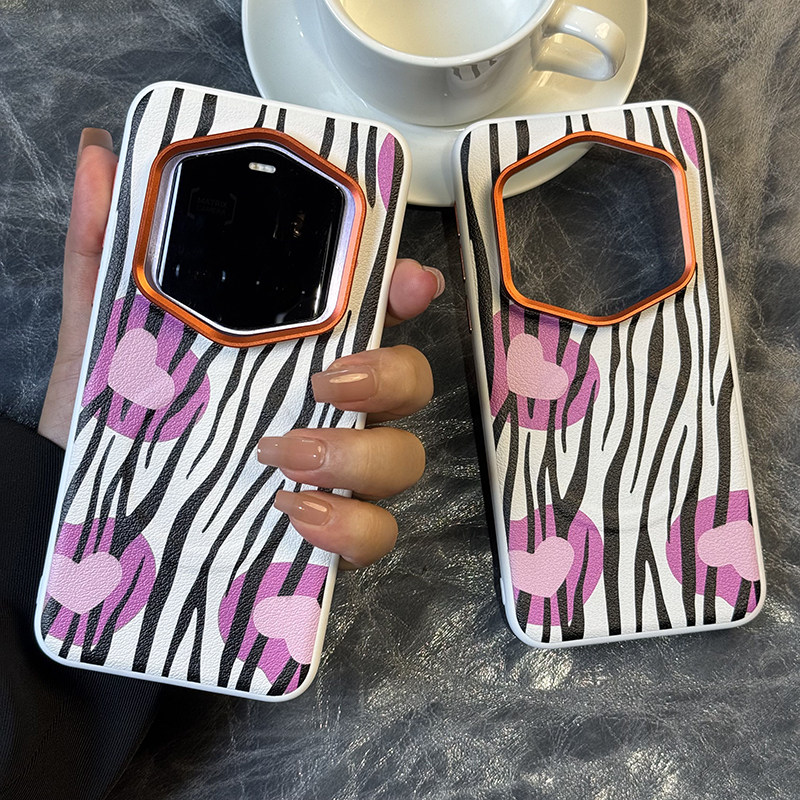 高级爱心斑马纹适用荣耀magic7RSR手机壳皮纹magic7保时捷保护套全包防摔高档磁吸magic7rsr硅胶软边网红ins