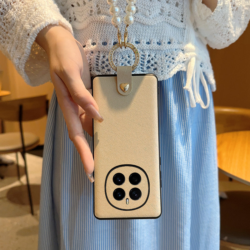 适用荣耀magic7手机壳钻石指环蚕丝纹honor magic7pro保护套防摔网红ins珍珠手提链皮纹全包镜头创意简约女