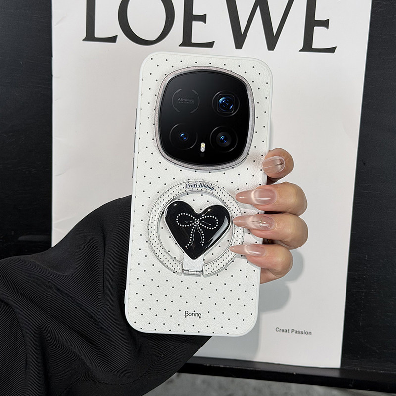 高级ins波点磁吸适用荣耀magic8RSR保时捷手机壳皮纹magic7rsr保护套防摔软边magic6网红高档磁吸爱心支架