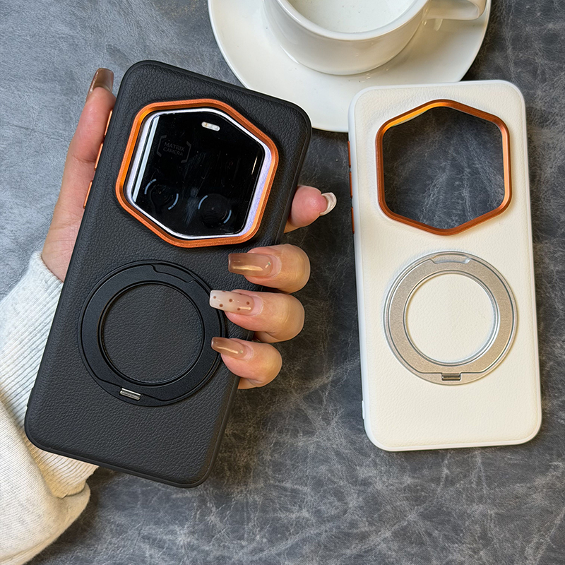 磁吸旋转支架适用荣耀magic7RSR保时捷手机壳皮纹magic7rsr保护套防摔软边magic7保时捷高档磁吸支架支点壳