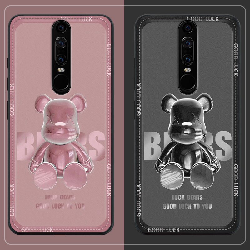 潮牌熊适用于华为mateRS保时捷手机壳皮纹NEO-AL00硅胶软边保护壳maters全包防摔个性男女定制水晶熊
