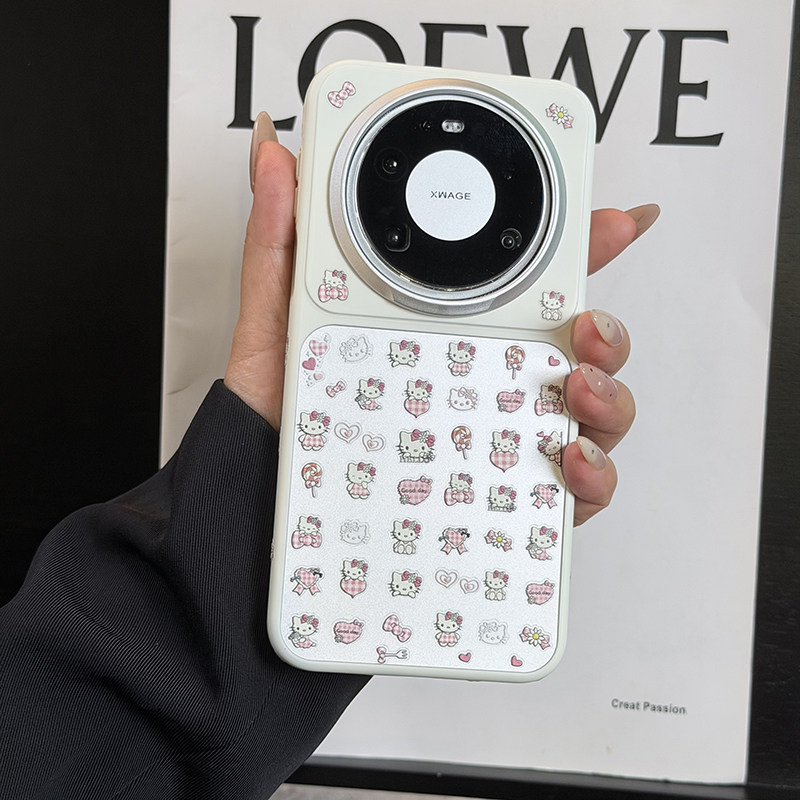 网红DIY贴纸适用华为mate80promax手机壳硬壳mate70pro保护套全包边防摔mate60个性创意卡通粉kitty立体浮雕