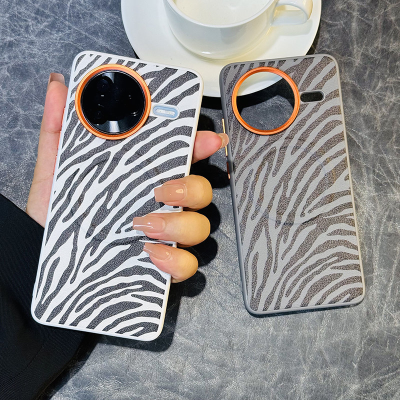 高级黑白斑马纹适用红米k80手机壳皮纹红米k80pro保护套全包防摔高档磁吸Redmi K80防摔个性创意