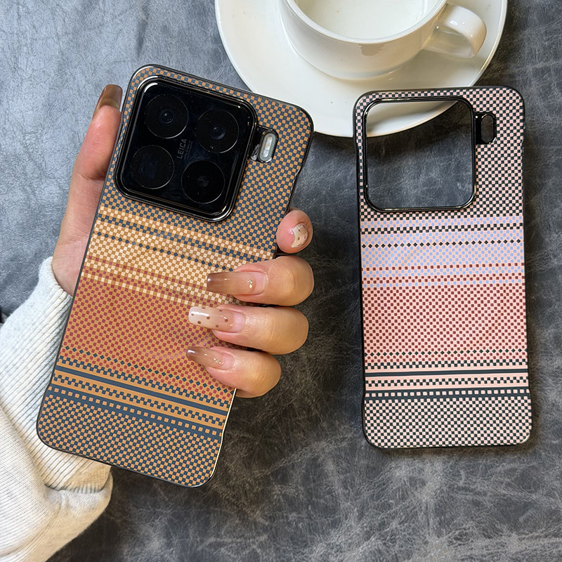 高级磁吸无边框适用小米15手机壳电镀小米15pro保护套半包硬壳超薄小米15PRO个性民族风拼接撞色ins