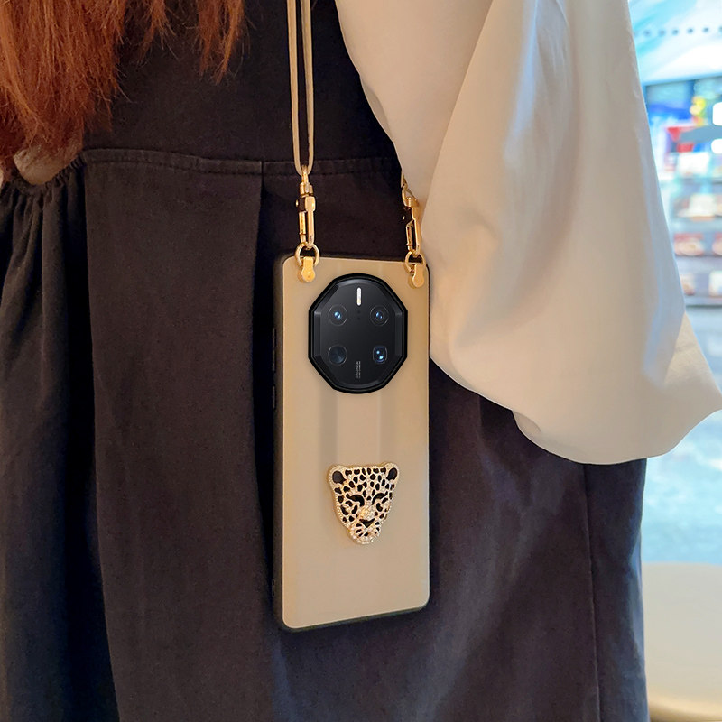 日韩蚕丝纹适用华为mate60非凡大师手机壳皮纹mate70RS保护套全包防摔mate40rs豹子高档斜挎挂绳背带网红ins