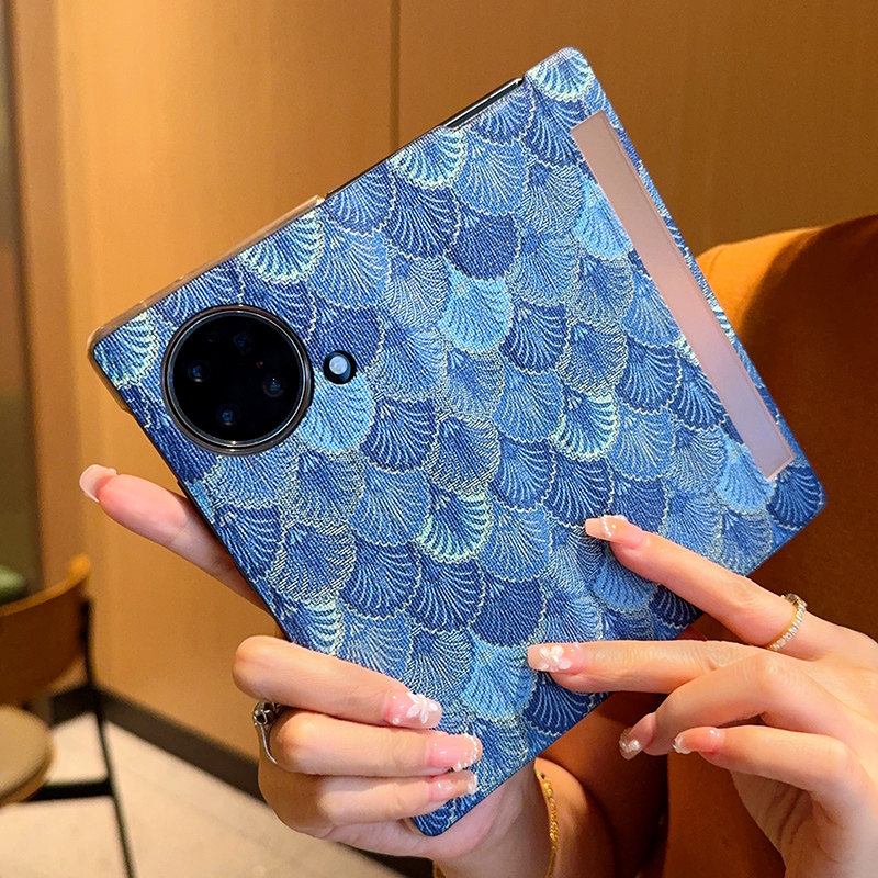 适用VIVOXFold手机壳全包防摔创意孔雀开屏vivoxfold+保护壳皮纹折叠屏新款吸磁翻盖高档大牌女ins