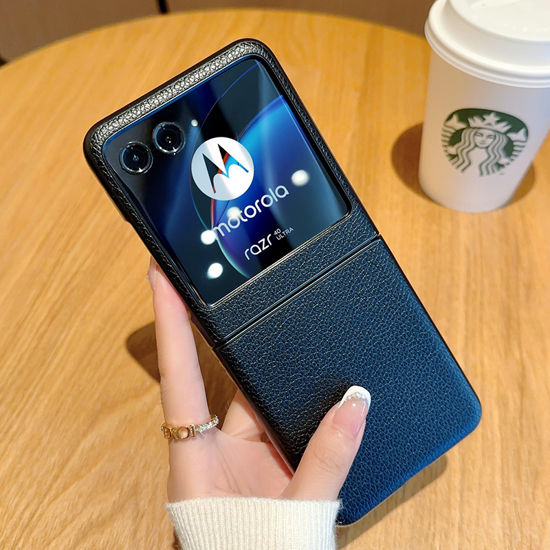 适用摩托罗拉razr50ultra手机壳真皮保护套moto razr 50奢华高档防超薄折叠机商务外壳简约男款