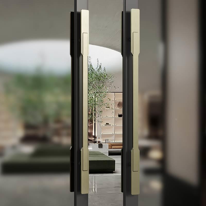 极简无框玻璃门把手酒店铺会议室有框推拉单双开大门拉手雕刻LOGO