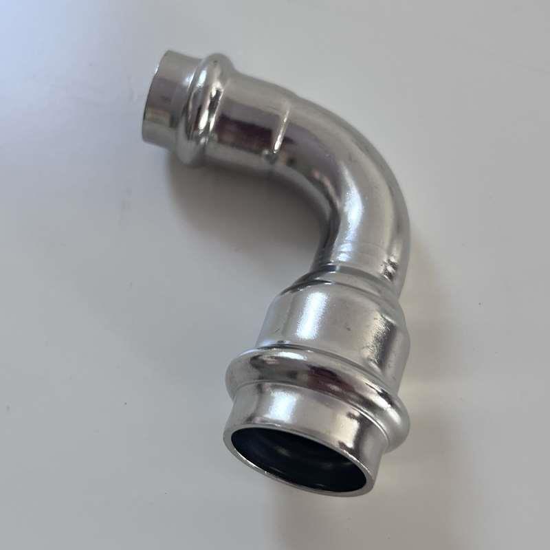 304不锈钢欧标卡压异径弯头薄壁V型双卡压管件接头弯供水管头316
