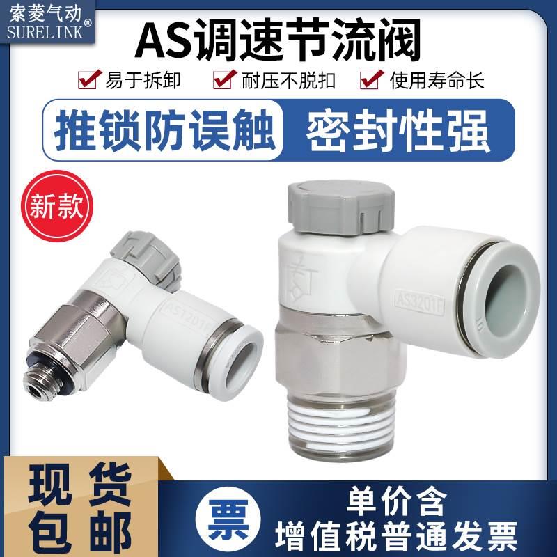 气动调速接头PTL节流阀AS1201F-M5-04气缸速度控制2201F-02-06SA