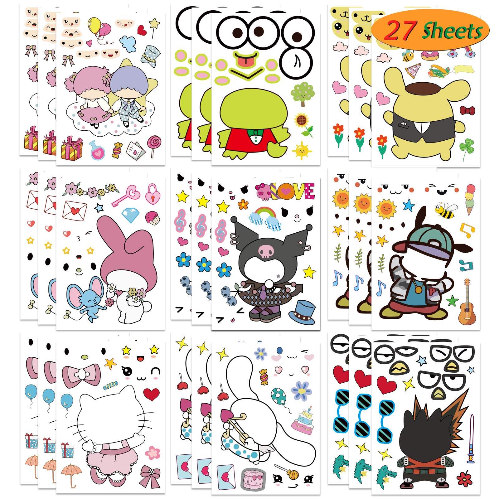 三丽鸥库洛米拼图换脸贴纸可爱小图案DIY装饰儿童手账本趣味贴纸,文具电教/文化用品/商务用品,贴纸/立体贴纸,淘宝优惠券,粉丝福利购,淘宝优惠卷