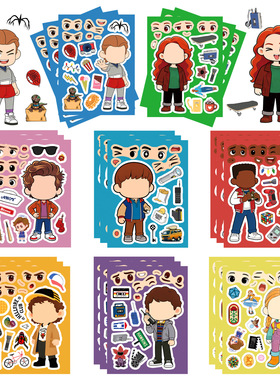 2026新款怪奇物语Stranger Things stickers换脸拼图贴纸礼物贴画