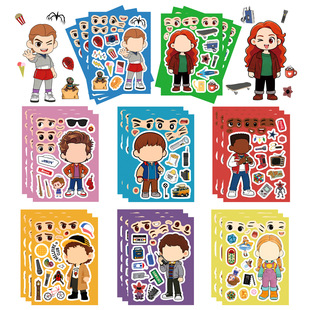 2026新款怪奇物语Stranger Things stickers换脸拼图贴纸礼物贴画