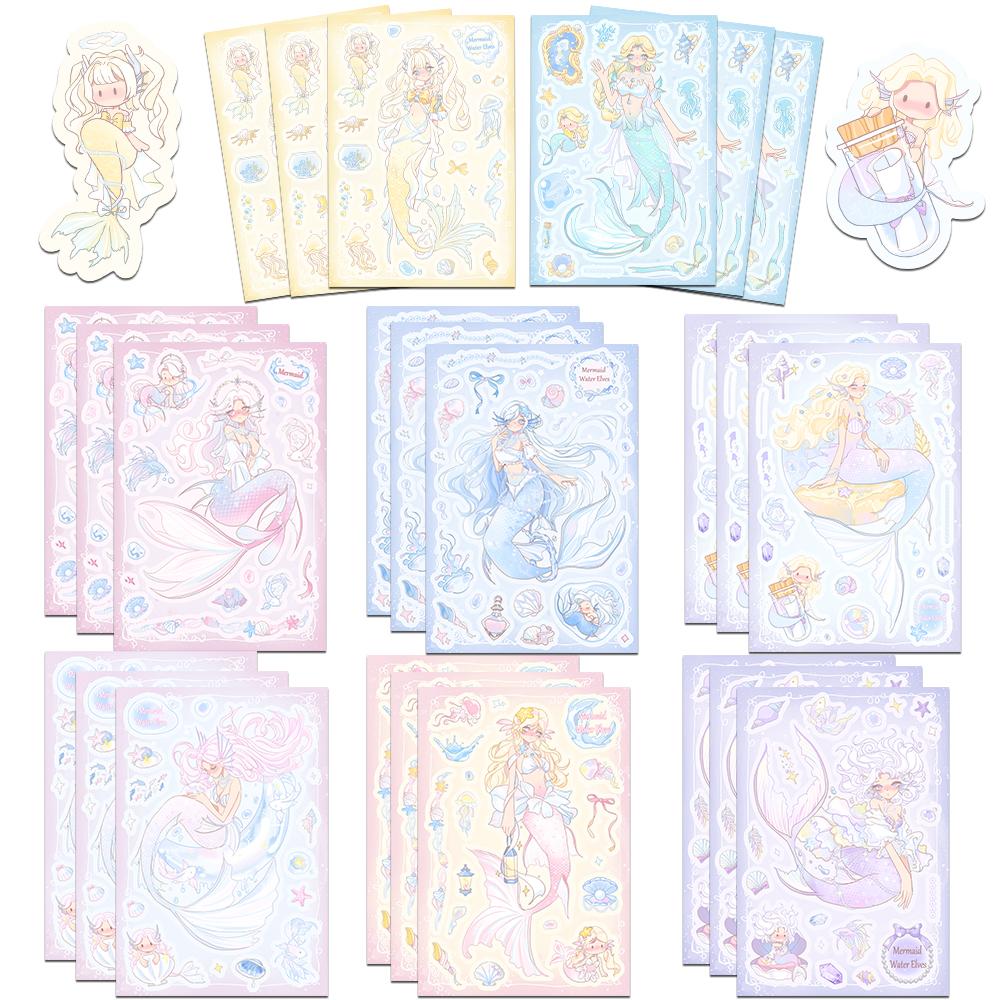 二次元美人鱼公主拼图贴纸