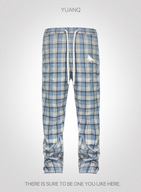 YUANQ北卡蓝直筒微喇叭拉链长裤美式原创宽松休闲cleanfit阔腿裤
