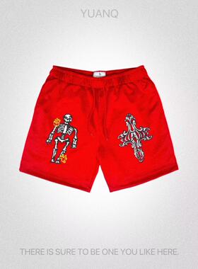YUANQ24SS十字架骷髅美式短裤原创小众休闲透气篮球运动四分裤