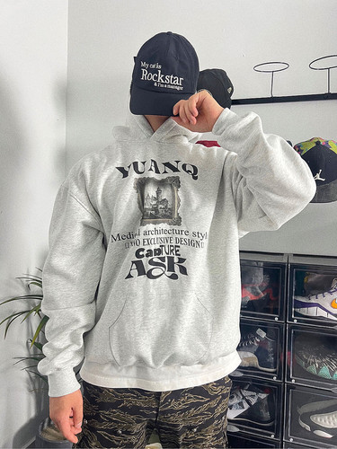 小众原创美式复古重磅加绒卫衣
