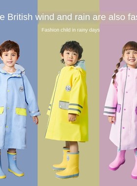 Raincoat Children Rain Poncho Boys Girls Poncho with Schoolb