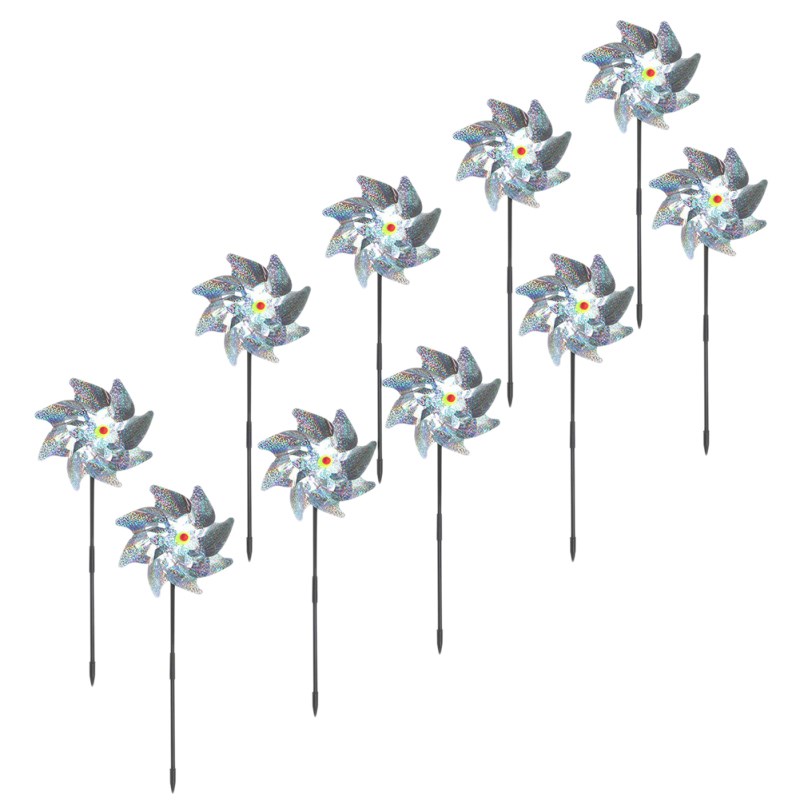 10PCS Anti Bird Windmill Bird Repeller Windmill Sparkly Silv
