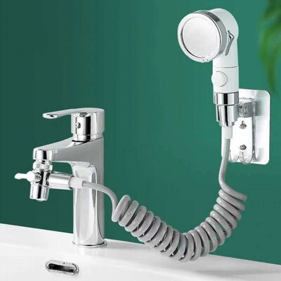 Bathroom Wash Face Basin Water Tap External Shower Head Two