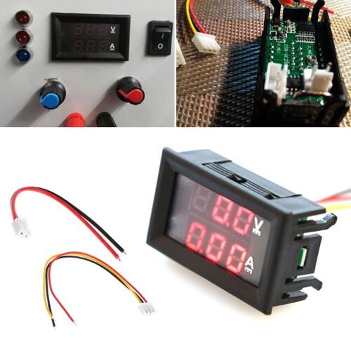 Red DC 0-100V/10A Ammeter Voltmeter Gauge Amperemeter Volt M