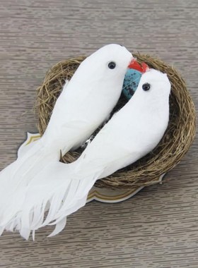Decorative Fake Doves White Artificial Foam Feather Wedding